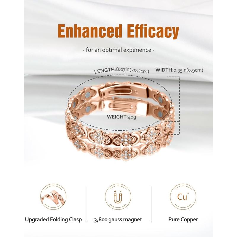 🔥Final 3 hours 75% off: 🍀Copper Bracelets for Women Pure Copper Magnetic Bracelet with 3800 Gauss Effective Magnets Trendy Stack Bangle Stretch Bangle